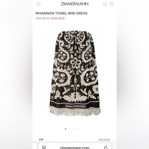 Zimmermann Rhiannon Towel Dress size AU1